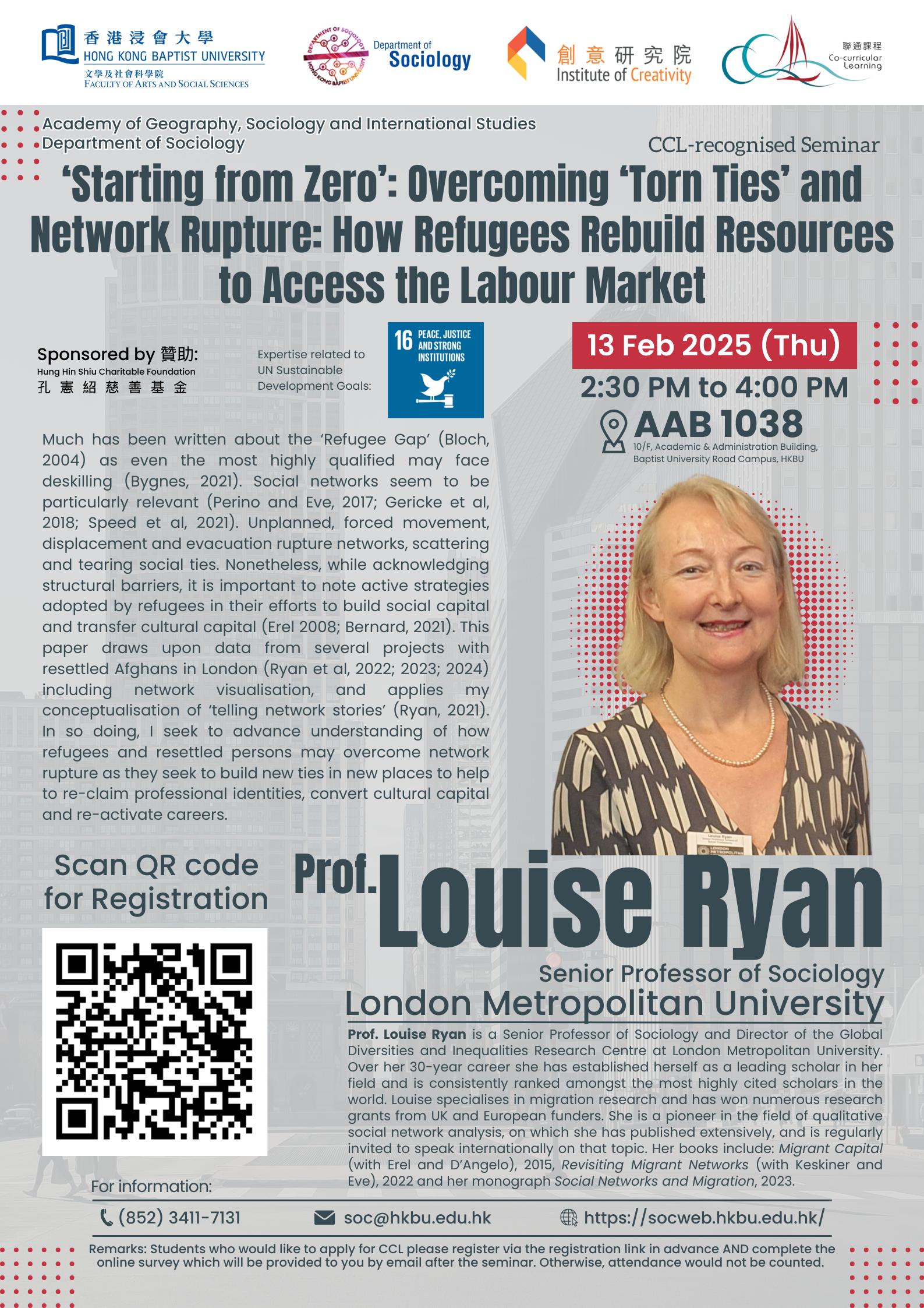 CCL-Recognised Seminar: Prof. Louise Ryan on 13 Feb 2025 (Thu) 2:30pm to 4:00pm on AAB1038